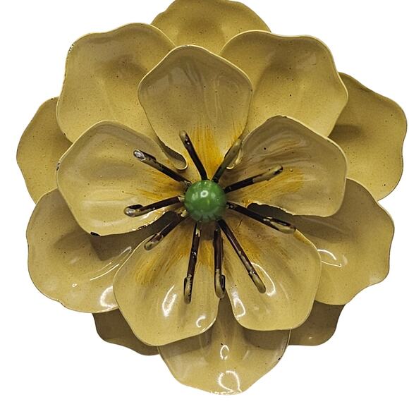 VTG Set of 6 Country French Toleware Painted Yellow Metal Napkin Rings - Picture 2 of 7